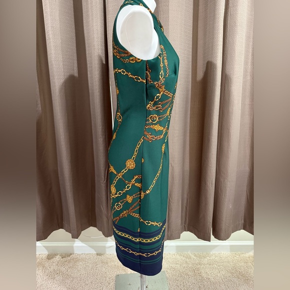 New Enfocus Studio Gold Chain design green haltered dress size 10 - Picture 2 of 9